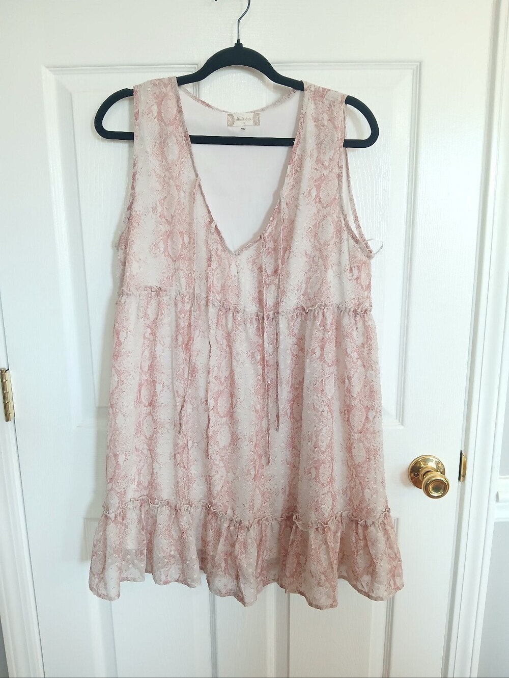 Altard' State Pink Snake-Print Sleeveless Babydoll Dress Boho Fairy Y2k Cottage
